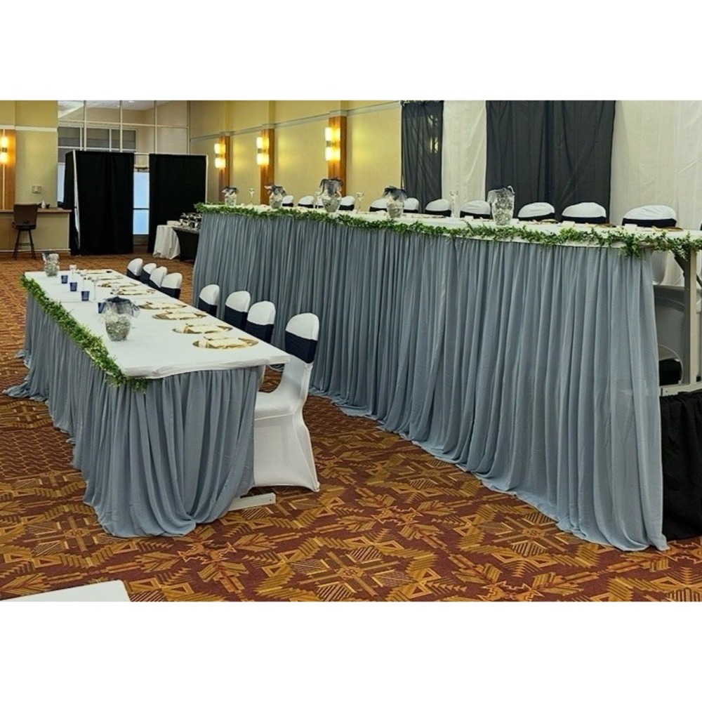 Dusty Blue Polyester Table Skirt for Rectangle Tables‎ 76"H X 6'L
